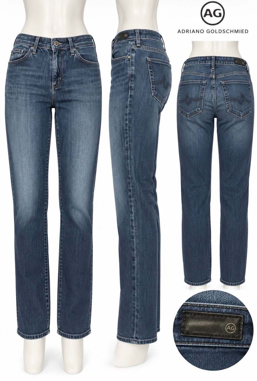 AG Adriano Goldschmied The Prima Size 27R Blue Mid-Rise Cigarette Jeans
